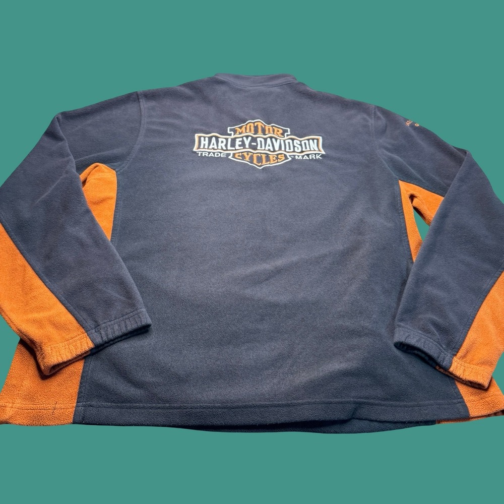 Harley Davidson Fleece Jacket Medium Embroidered Biker Black Orange Nebraska